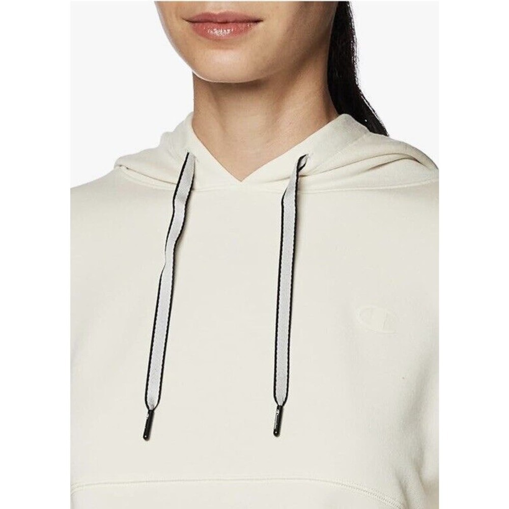 Champion Hoodie Sweatshirt Cropped Sz S Soft Touch Gym Minimalist White Casual‌ - Picture 3 of 11